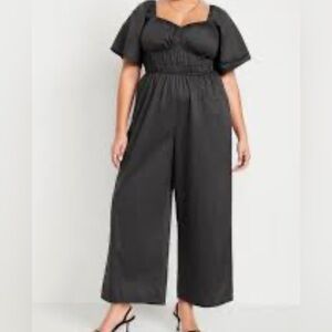 Old Navy Jumpsuit Plus Size Smocked Waist Wide Leg Black